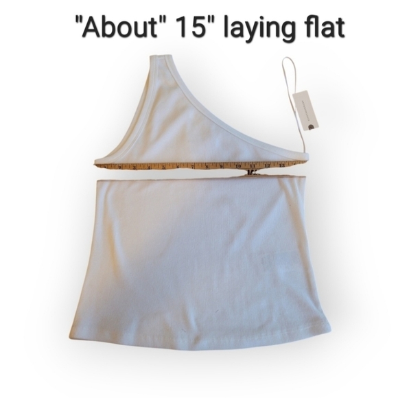 Anthropologie Pilcro Zeda White Ribbed One Shoulder Sleeveless Top Medium NWT - Picture 9 of 13